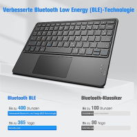 Fintie Bezdrátová klávesnice Bluetooth s touchpadem, klávesnice pro tablety s německým rozložením pro iPad, tablety Samsung, iPh